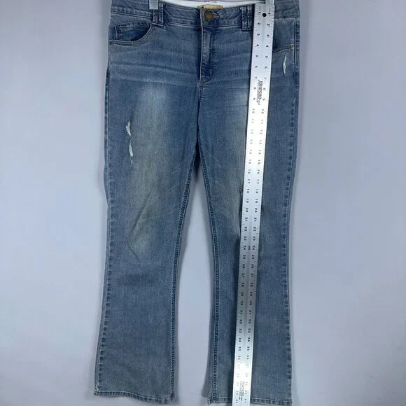 Democracy Ab Technology Jeans Bootcut Womens Size 14 Distressed Mid Rise Blue - Picture 6 of 11